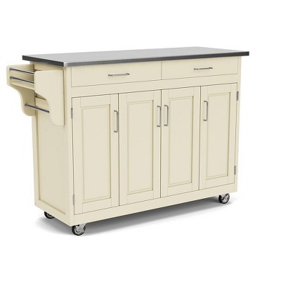 Kitchen Carts And Islands with Stainless Top White/Silver - Home Styles