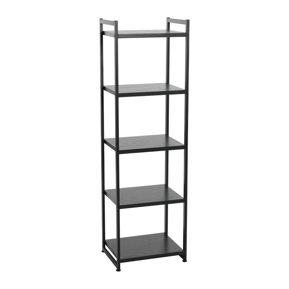 Photos - Wardrobe Household Essentials 59.1" Jamestown Narrow 5 Shelf Bookshelf Black Oak