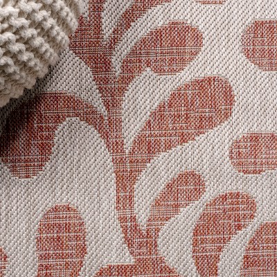 Red and Beige 2x8 Synthetic Indoor/Outdoor Runner Rug