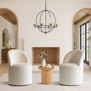 2-Piece Rolling Lounge Chair Set, Upholstered Barrel Accent Chairs with Wheels for Living Room or Small Conversation Area-Maison Boucle - 1 of 4