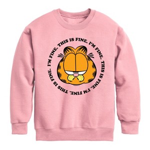 Boys' - Garfield - I'm Fine This Is Fine Graphic Long Sleeve Fleece Sweatshirt - 1 of 4