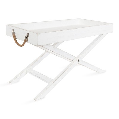 Kate and Laurel Bayville Rectangle Wood Coffee Table, 32x16x18, White