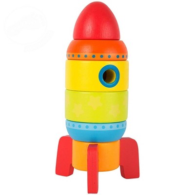 Small Foot Wooden Toys Colorful Rocket Shaped Stacking Toys