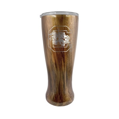 NCAA South Carolina Gamecocks 20oz Woodgrain Stainless Steel Pilsner Glass