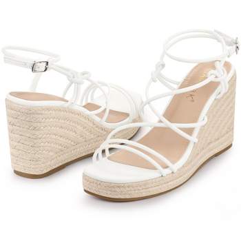 Allegra K Women's Platform Lace Up Wedges Heels Espadrille Sandals