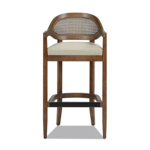 PAGED 43.5" High Bar Stools Set of 2 Modern Upholstered Counter Stools with Rattan Back and Wooden Legs for Dining Room - 1 of 4