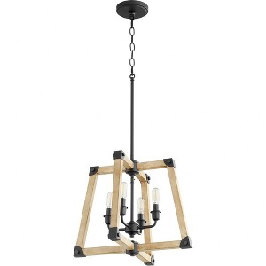 Quorum Lighting Alpine 4-Light Pendant, Noir/Driftwood, 18 Width, 15.5 Height - 1 of 1