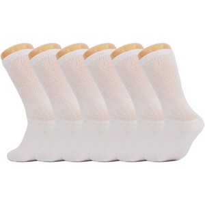 Men’s Diabetic Crew Socks – 6 Pairs, Loose Fit, Non-Binding Top, Cushioned Sole, Moisture-Wicking, Size 9-11, 10-13, 13-15 - 1 of 2