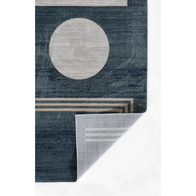 Edi-3 Blue Geometric Wool and Synthetic Rectangular Rug 7'9" x 9'10"