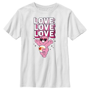 Boy's Care Bears Valentine's Day Love-a-lot Bear Love Sunglasses T-Shirt - 1 of 4
