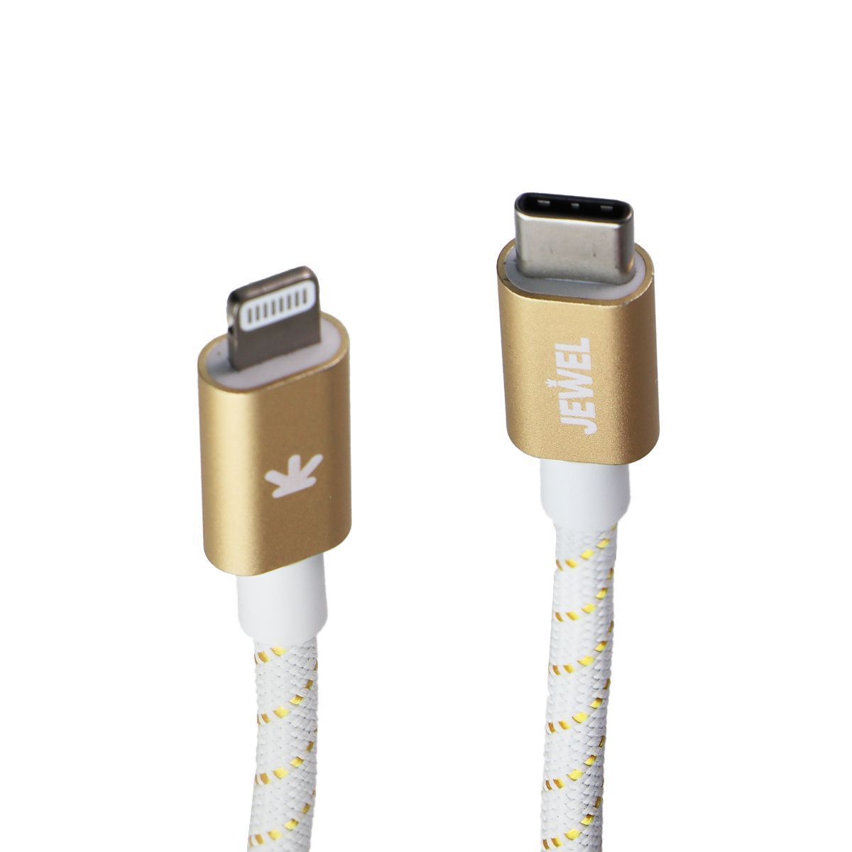 Jewel (4-Ft) USB-C to Lightning 8-Pin Braided Cable - White/Gold