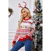 Women's Crewneck Christmas Snow Pattern Sweater, Long Sleeve Striped Knit Top with Embroidery - 2 of 4