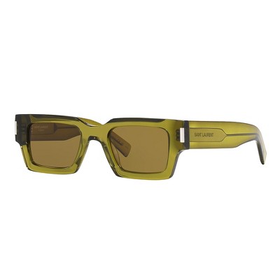 Saint Laurent CLASSIC SL 572S 005 Unisex Rectangle Sunglasses Transparent Green 50mm