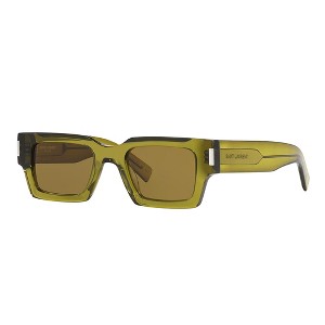 Saint Laurent CLASSIC SL 572S 005 Unisex Rectangle Sunglasses Transparent Green 50mm - 1 of 3