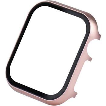 Worryfree Gadgets Electroplated Metal Bumper With Tempered Glass Screen Protector For Apple Watch 38mm, Rose Gold