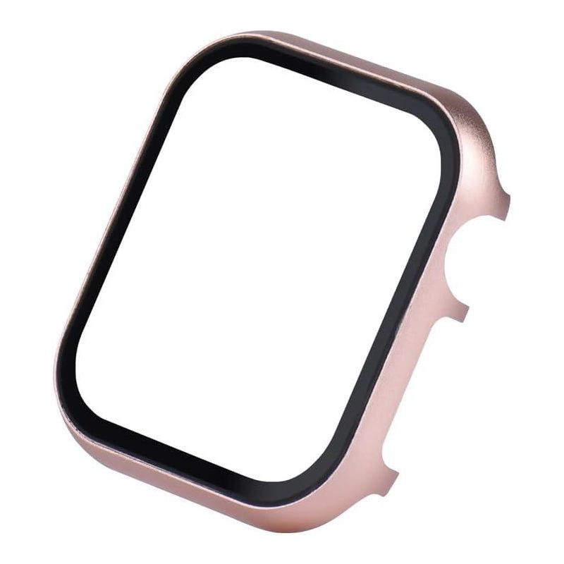 Worryfree Gadgets Electroplated Metal Bumper With Tempered Glass Screen Protector For Apple Watch 38mm, Rose Gold, 1 of 4