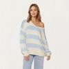 Anna-Kaci Women’s Oversized Striped Knit Sweater with Soft Chunky Texture Slouchy Off-Shoulder Fit and Drop-Sleeve Silhouette - 2 of 4