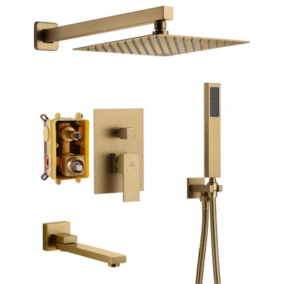 CASAINC 10" Shower System Sets 3 Function with Handheld Spray & Bathtub Spout