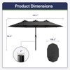 Maggift Large Patio Umbrella, Twin Umbrella Outdoor Patio, Double-Sided Rectangle Market Umbrella for Pool Lawn Garden, Brown 181.1"*106.2"*94.5" - 3 of 4