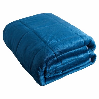 48" x 72" 15lbs Faux Mink Plush Weighted Blanket Navy - Dream Theory