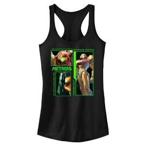 Juniors Womens Nintendo Samus Aran Power Suit Collage Racerback Tank - 1 of 4
