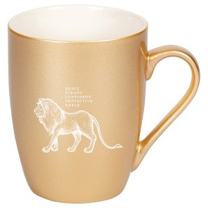 Elanze Designs 10 Ounce Ceramic Decorative Laser Engraved Giftable Novelty Tea Coffee Cup Mug Vegas Gold Lion Brave Strong Confident Protective - 1 of 4
