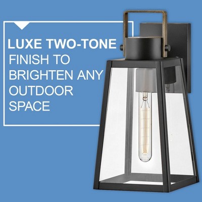 Hugh Black and Burnished Bronze Outdoor Wall Lantern