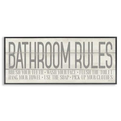 Stupell Industries Planked Style Bathroom Rules, 30" x 13"