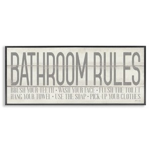 Stupell Industries Planked Style Bathroom Rules Black Framed Giclee Art - 1 of 4
