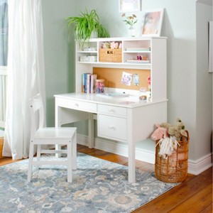 Guidecraft Madison Kids Desk with Hutch and Chair Set - White: Kids Wooden Bedroom Writing Table with Storage, Wood Study Table for Kids with Hutch - 1 of 4