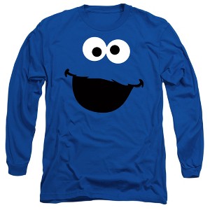 Men’s Sesame Street Cookie Monster Face Long Sleeve T-Shirt - 1 of 4
