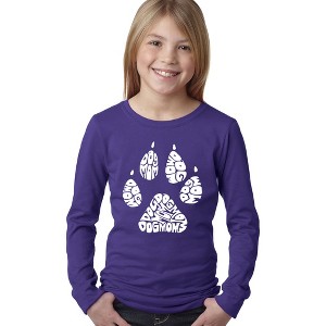 LA Pop Art Girl's Word Art Long Sleeve - Dog Mom - 1 of 4