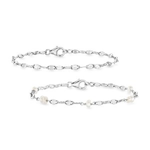 Ross-Simons 3-4mm Cultured Pearl and Sterling Silver Jewelry Set: 2 Lumachina-Chain Bracelets Size 7 - 1 of 4