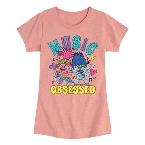 Girls' - Trolls - Music Obsessed Poppy and Branch Fitted Short Sleeve Graphic T-Shirt - 1 of 4