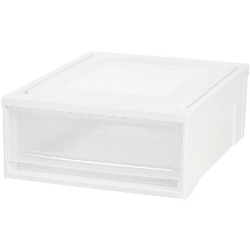 IRIS 17 Quart Stacking Drawer, 4 Pack, Black