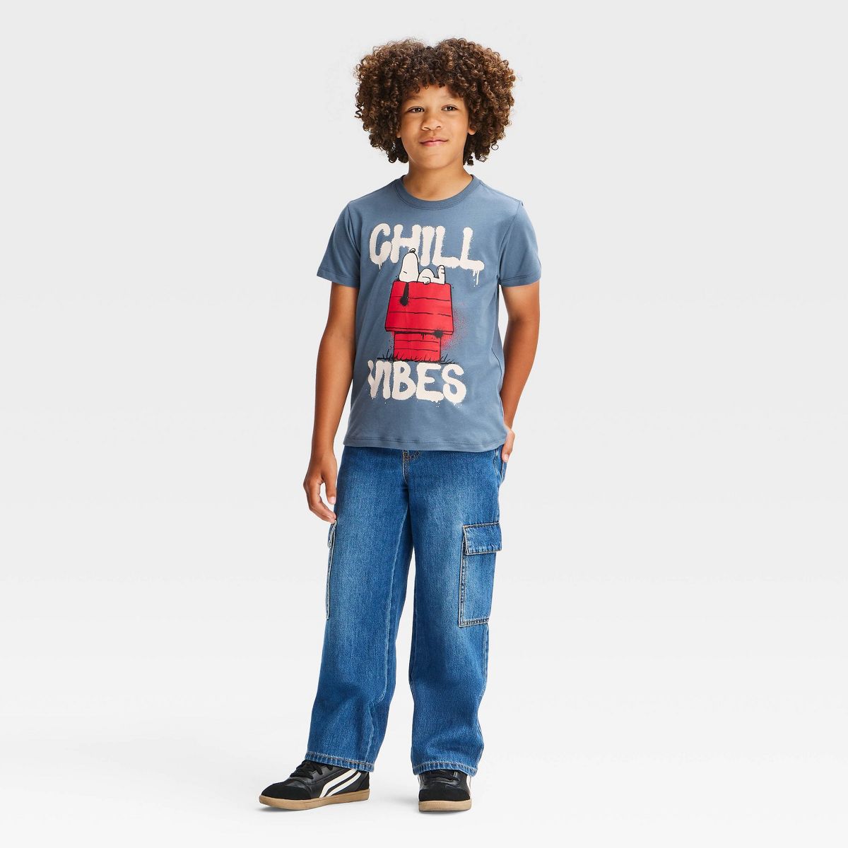 Boys' Peanuts Snoopy "Chill Vibes" Short Sleeve Graphic T-Shirt - Blue - thumbnail 4
