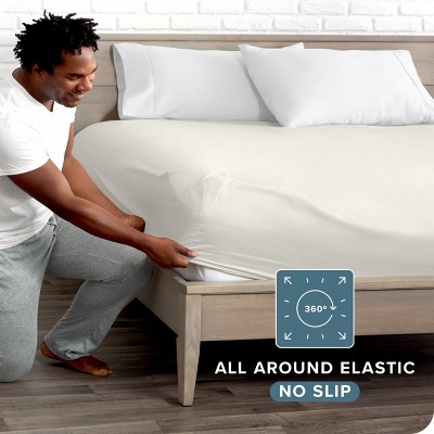 Twin XL Cream Deep Pocket Microfiber Fitted Sheet