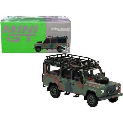 Land Rover Defender 110 RHD with Roof Rack Military Camouflage 1/64 Diecast Model Car by True Scale Miniatures