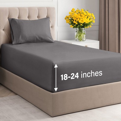 Extra Deep Pocket 4 Piece Sheet Set - Soft Bed Sheets, Fits 18"-24" Mattresses - CGK Linens