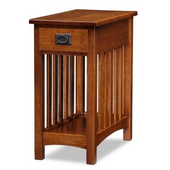 Mission End Table with Shelf - Medium Oak - Leick Home