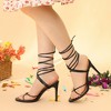Perphy Women's Lace Up Open Toe Slingback Strappy Stiletto Heels Sandals - 4 of 4