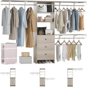SEVOBAL Freestanding Coat Racks Expandable Wardrobe Rack with 3 Drawers and Shelves, High-Capacity Closet Organizer, White, 10.5"*44"*20.5" - 1 of 4