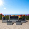 Mshliw 6-Piece Patio Wicker Sectional Conversation Set with Space-Saving Design, Grey Wicker & Black Cushions for Outdoor, Backyard, or Patio - 2 of 4