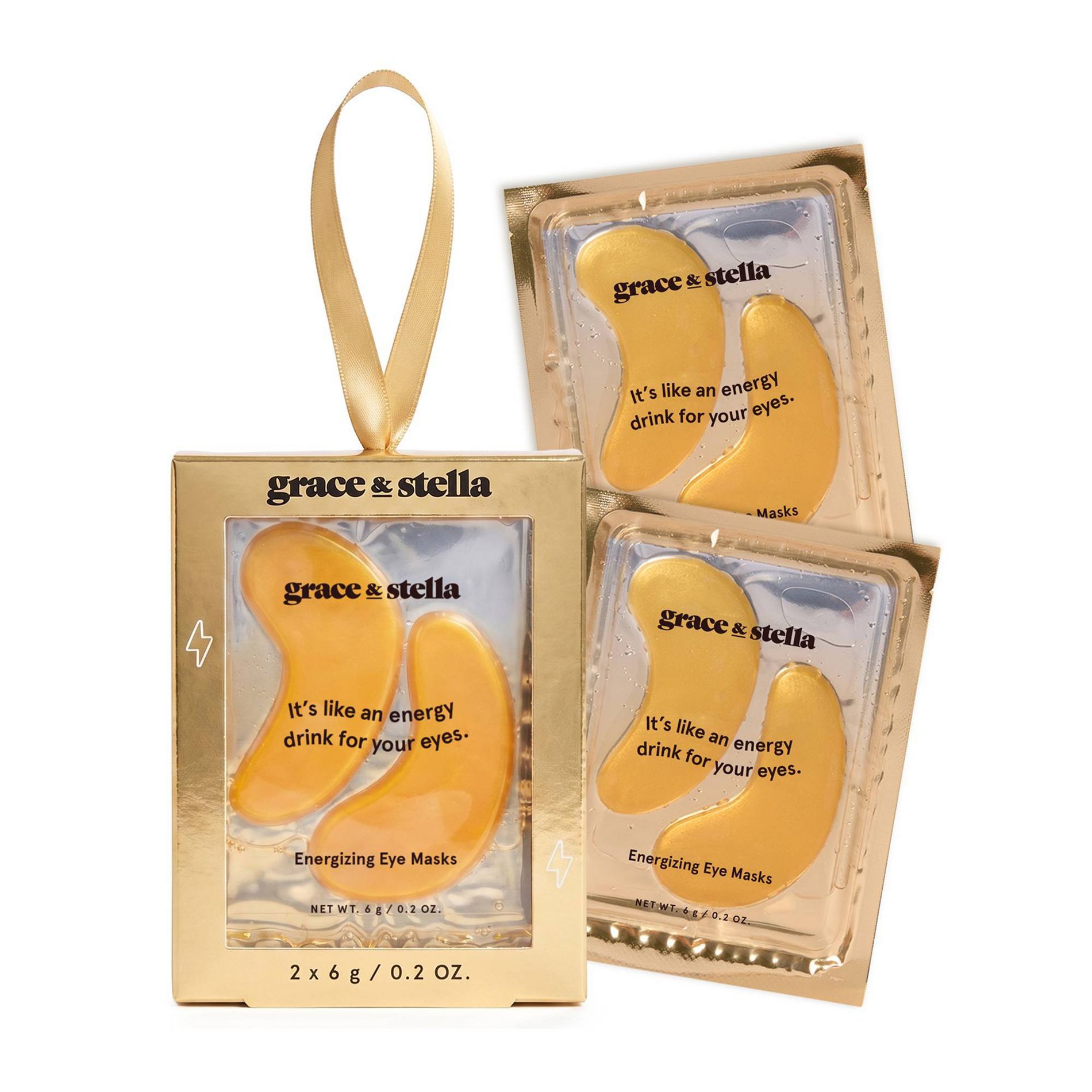 Grace & Stella Energizing Gold Under Eye Mask Ornament - 2ct
