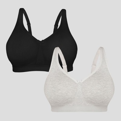 Fruit of the Loom Women's Seamed Soft Cup Wirefree Cotton Bra 2-Pack  Black/White 40C