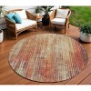 Orange Beige And Taupe Striped Washable Indoor Outdoor Area Rug - 2 of 4