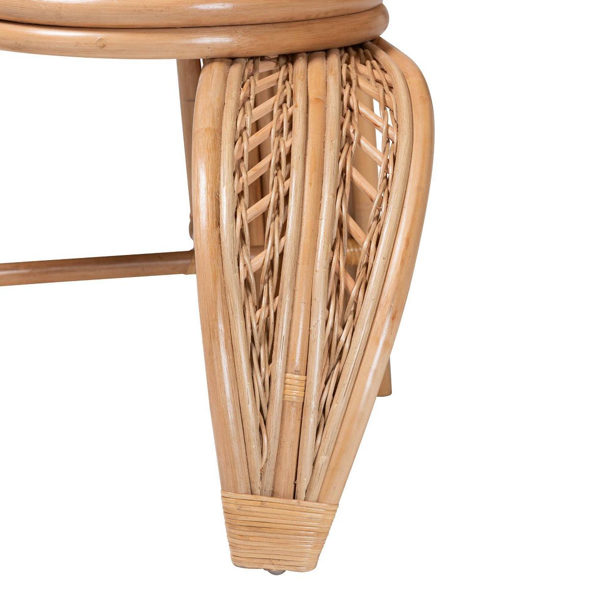 bali & pari Gresham Natural Rattan Leaf Accent Chair White/Natural Brown: Handcrafted, Foam Cushioned, No Assembly Required - thumbnail 7