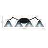 Toltec Lighting Zilo 4 - Light Vanity in  Matte Black with 7" Teal Crystal Shade - 2 of 2
