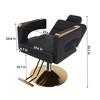 Gulches Black Gold PU Leather 360 Swivel Reclining Adjustable Height Stainless Steel Armrest Professional Hydraulic Barber Chair Set of 1 - 4 of 4