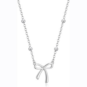 14K Gold Plated Bow Necklace - Dainty Bow Pendant Choker for Women & Teens - 1 of 4